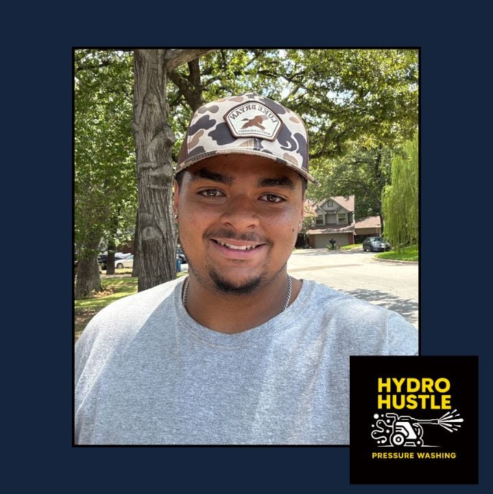 Jeremiah Adams, owner of Hydro Hustle Pressure Washing in Arlington, Texas neighborhood
